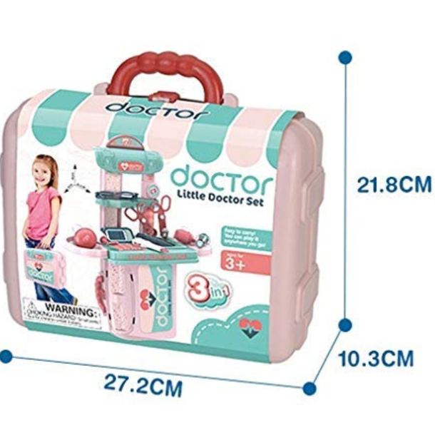Best Choice Products Play Doctor Kit For Kids, Pretend Medical Station Set With Carrying Case, Mobil Cart-Pink