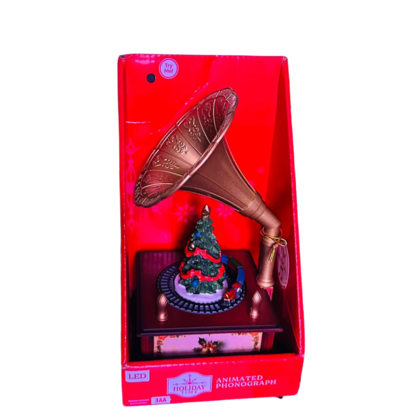 LED Animated and Musical Phonograph Christmas Tabletop Decoration Multicolor, 9