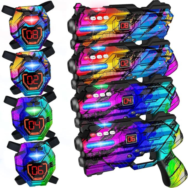 Laser Tag Guns Set of 4 Laser Tag Guns With Digital  Led Score Display Vests